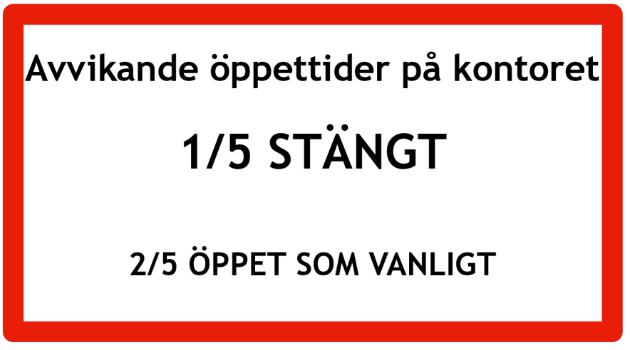 Avvikande ppettider
